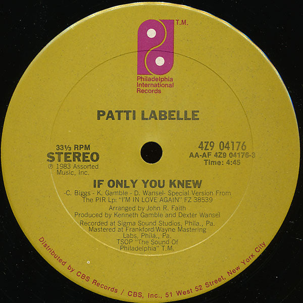 Patti LaBelle : If Only You Knew / I'll Never, Never Give Up (12")