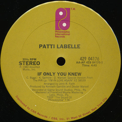 Patti LaBelle : If Only You Knew / I'll Never, Never Give Up (12")