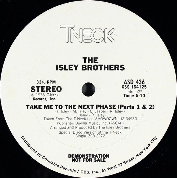 The Isley Brothers : Take Me To The Next Phase (12", Promo)