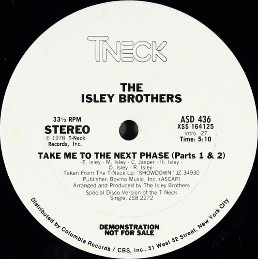 The Isley Brothers : Take Me To The Next Phase (12", Promo)