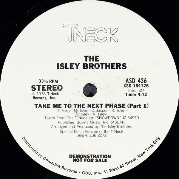 The Isley Brothers : Take Me To The Next Phase (12", Promo)
