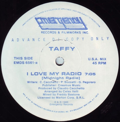 Taffy : I Love My Radio (Midnight Radio) (12", Promo)