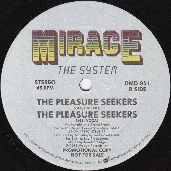 The System : The Pleasure Seekers (12", Promo)