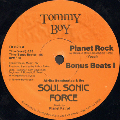 Afrika Bambaataa & The Soul Sonic Force* Music By Planet Patrol : Planet Rock (12", Ora)
