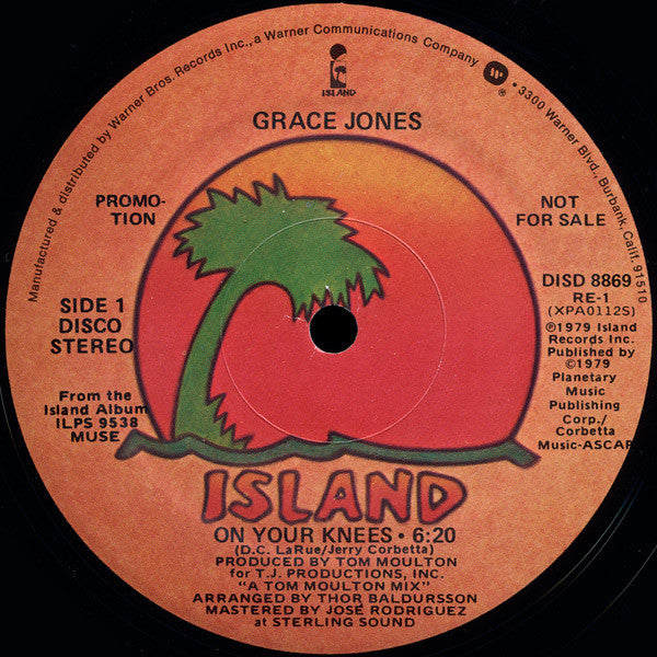 Grace Jones : On Your Knees (12", Promo)