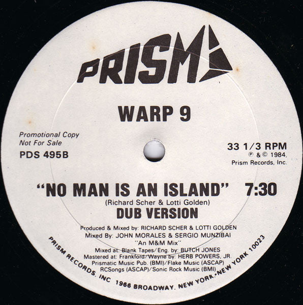 Warp 9 : No Man Is An Island (12", Single, Promo)