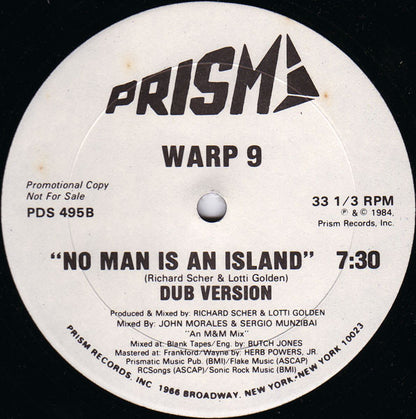 Warp 9 : No Man Is An Island (12", Single, Promo)