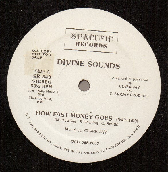 Divine Sounds : How Fast Money Goes (12", Promo)