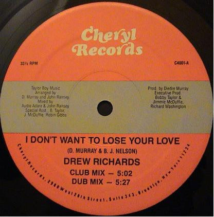 Drew Richards : I Don't Want To Lose Your Love (12")