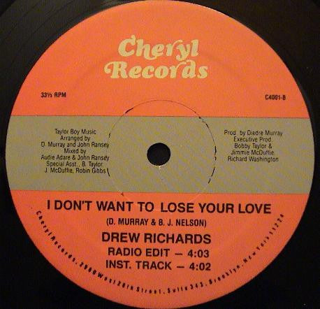 Drew Richards : I Don't Want To Lose Your Love (12")