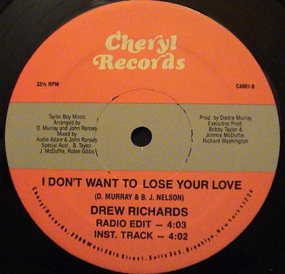 Drew Richards : I Don't Want To Lose Your Love (12")