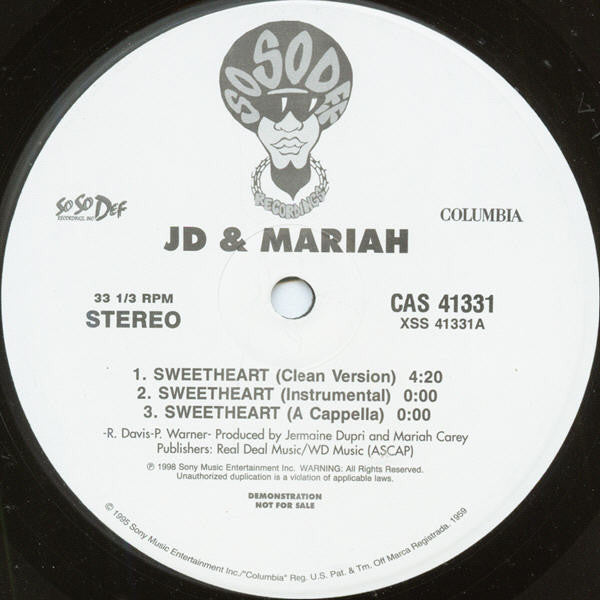 JD* & Mariah* : Sweetheart (12", Promo)