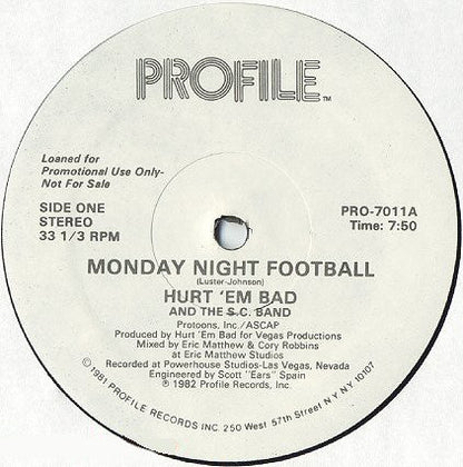 Hurt 'em Bad And The S.C. Band* : Monday Night Football (12", Promo)