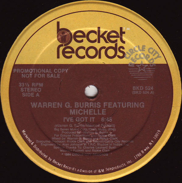 Warren G. Burris Featuring Michelle (18) : I've Got It (12", Single, Promo)