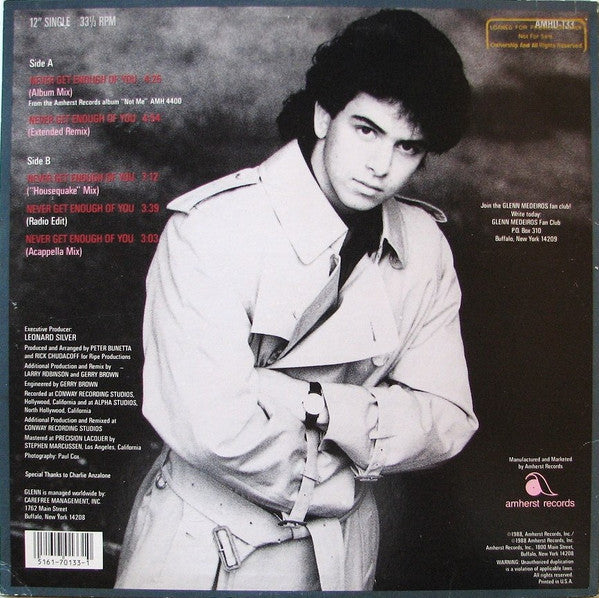 Glenn Medeiros : Never Get Enough Of You (12", Single, Promo)