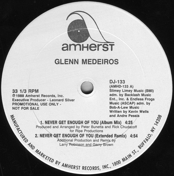 Glenn Medeiros : Never Get Enough Of You (12", Single, Promo)