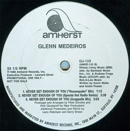 Glenn Medeiros : Never Get Enough Of You (12", Single, Promo)