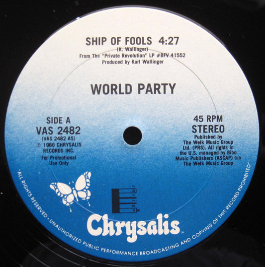 World Party : Ship Of Fools (12", Promo)