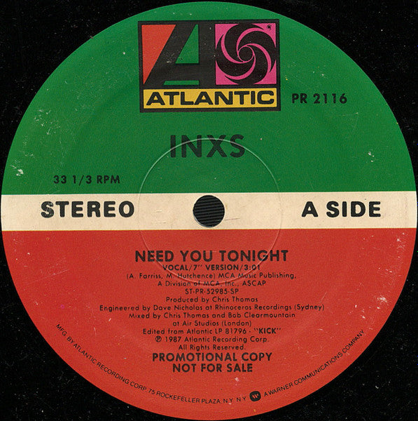 INXS : Need You Tonight (12", Single, Promo, SP )