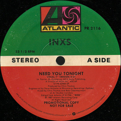 INXS : Need You Tonight (12", Single, Promo, SP )