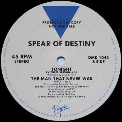 Spear Of Destiny : Strangers In Our Town (12", Single, Promo)