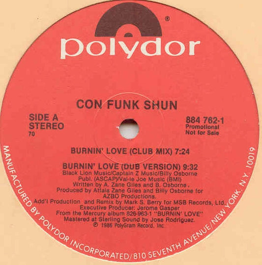 Con Funk Shun : Burnin' Love (12", Single, Promo)