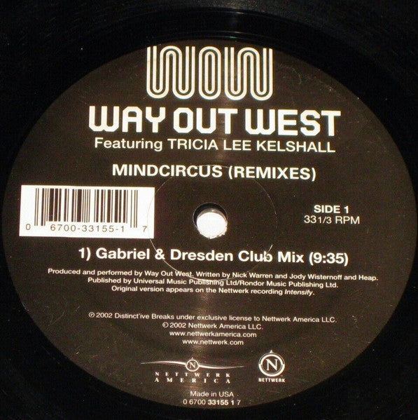 Way Out West Featuring Tricia Lee Kelshall : Mindcircus (Remixes) (12")