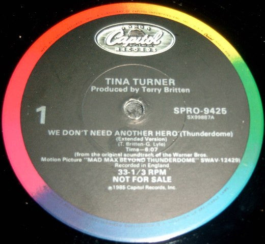 Tina Turner : We Don't Need Another Hero (Thunderdome) (12", Single, Promo)