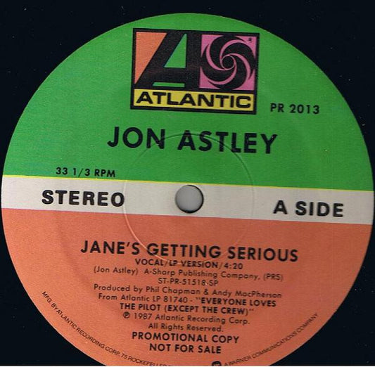 Jon Astley : Jane's Getting Serious (12", Promo)