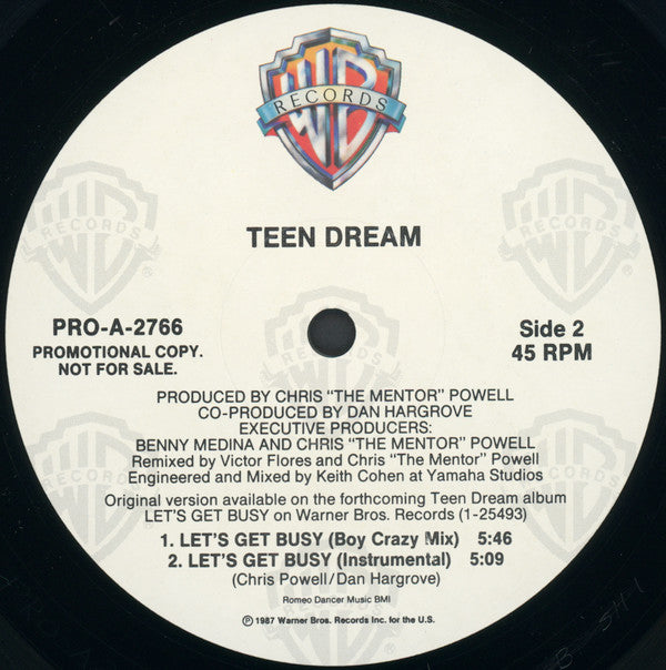 Teen Dream : Let's Get Busy (12", Promo)
