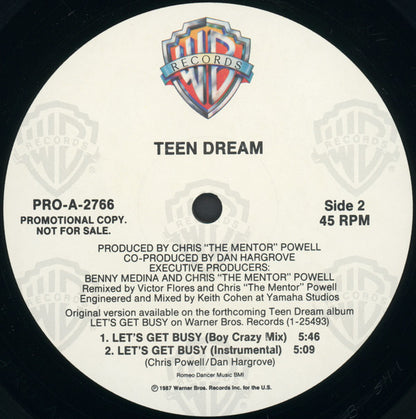 Teen Dream : Let's Get Busy (12", Promo)