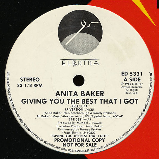Anita Baker : Giving You The Best That I Got (12", Single, Promo)