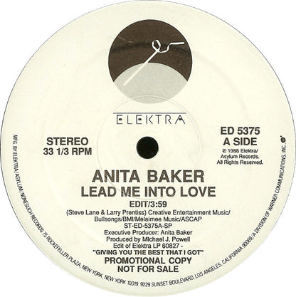Anita Baker : Lead Me Into Love (12", Promo)