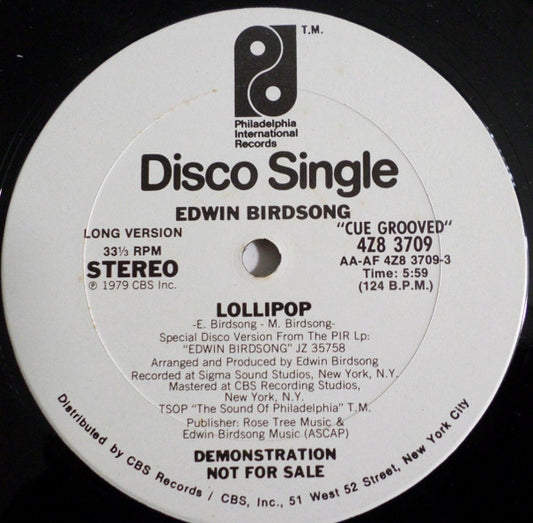Edwin Birdsong : Lollipop (12", Single, Promo)