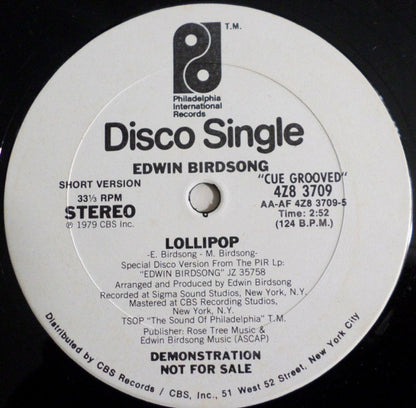 Edwin Birdsong : Lollipop (12", Single, Promo)