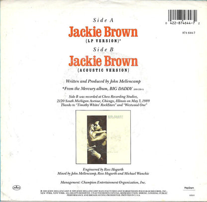John Cougar Mellencamp : Jackie Brown (7", Single, Spe)