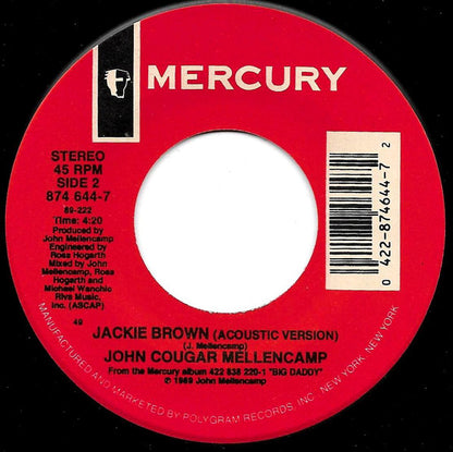 John Cougar Mellencamp : Jackie Brown (7", Single, Spe)
