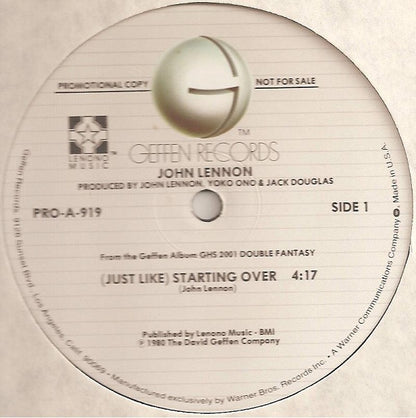 John Lennon : (Just Like) Starting Over (12", Single, Promo)