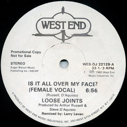 Loose Joints : Is It All Over My Face? (12", Promo)