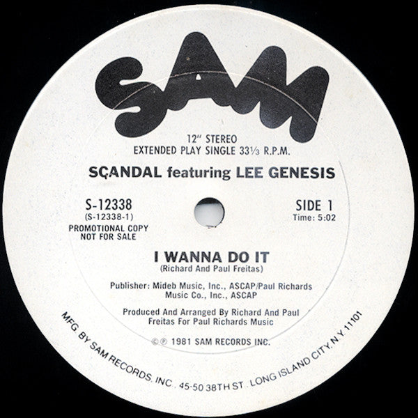 Scandal (2) Featuring Lee Genesis : I Wanna Do It (12", Single, Promo)