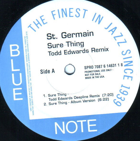St. Germain* : Sure Thing (Todd Edwards Remix) (12", Promo)