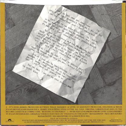Level 42 : It's Over (7", Single)