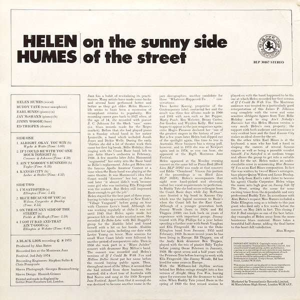 Helen Humes : On The Sunny Side Of The Street (LP, Album)