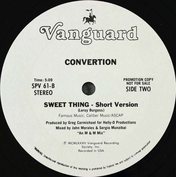 Convertion : Sweet Thing (12", Promo)