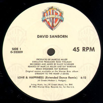 David Sanborn : Love & Happiness (12", Maxi)