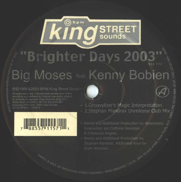 Big Moses Feat. Kenny Bobien : Brighter Days 2003 (12")