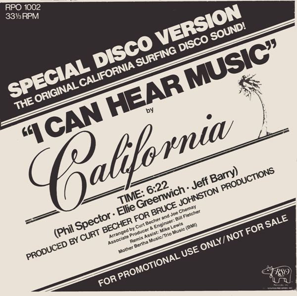 Café Crème / California (3) : Discomania / I Can Hear Music (12", Promo)
