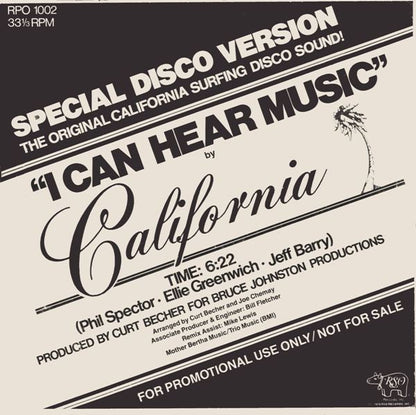 Café Crème / California (3) : Discomania / I Can Hear Music (12", Promo)