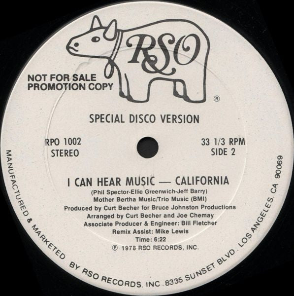 Café Crème / California (3) : Discomania / I Can Hear Music (12", Promo)