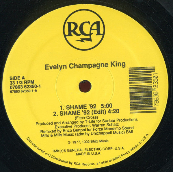 Evelyn Champagne King* : Shame (12", Maxi)